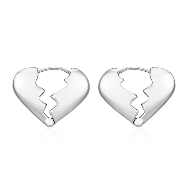 Nicho de diseño de la personalidad europea y americana, corazón roto, amor, pendientes brillantes, temperamento, nuevos joyeros, pendientes de viento frío