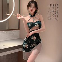 性感复古风绑带肚兜古代汉服寝服蕾丝透视睡衣雪纺吊带睡裙纯欲风