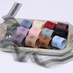 Mid-tone glossy water-wave patterned sheer ribbon for DIY bow hair accessories, clothing, top hats, and floral decorations—Chiffon ribbon style