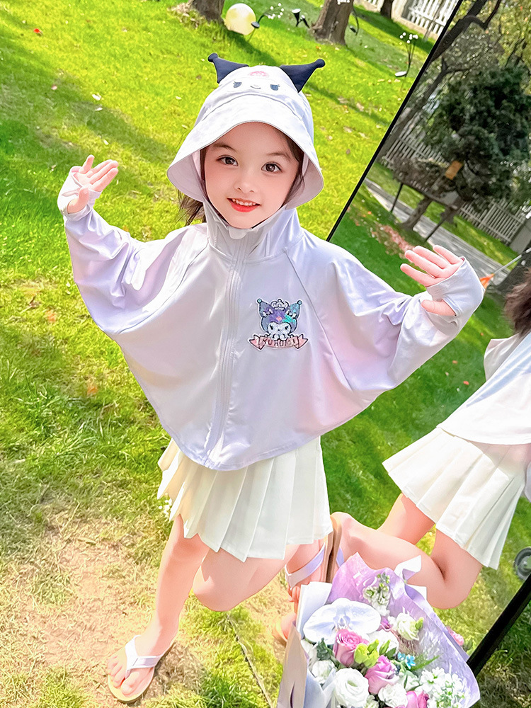 Ropa de protección solar con capucha para niñas verano 2025 nuevo estilo para niños, ropa de protección solar de verano delgada para niñas