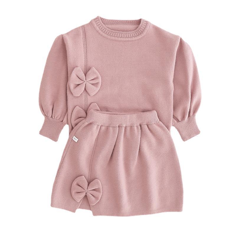 3368 Nuovo abbigliamento per ragazze Bambini Maglia Autunno Moda Due pezzi Set Gonna_voghion.com