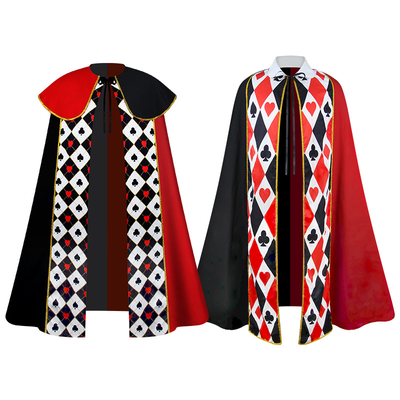 Halloween New King Cloak Alice in Wonderland Queen of Hearts Cos Cloak Stage Performance Costume
