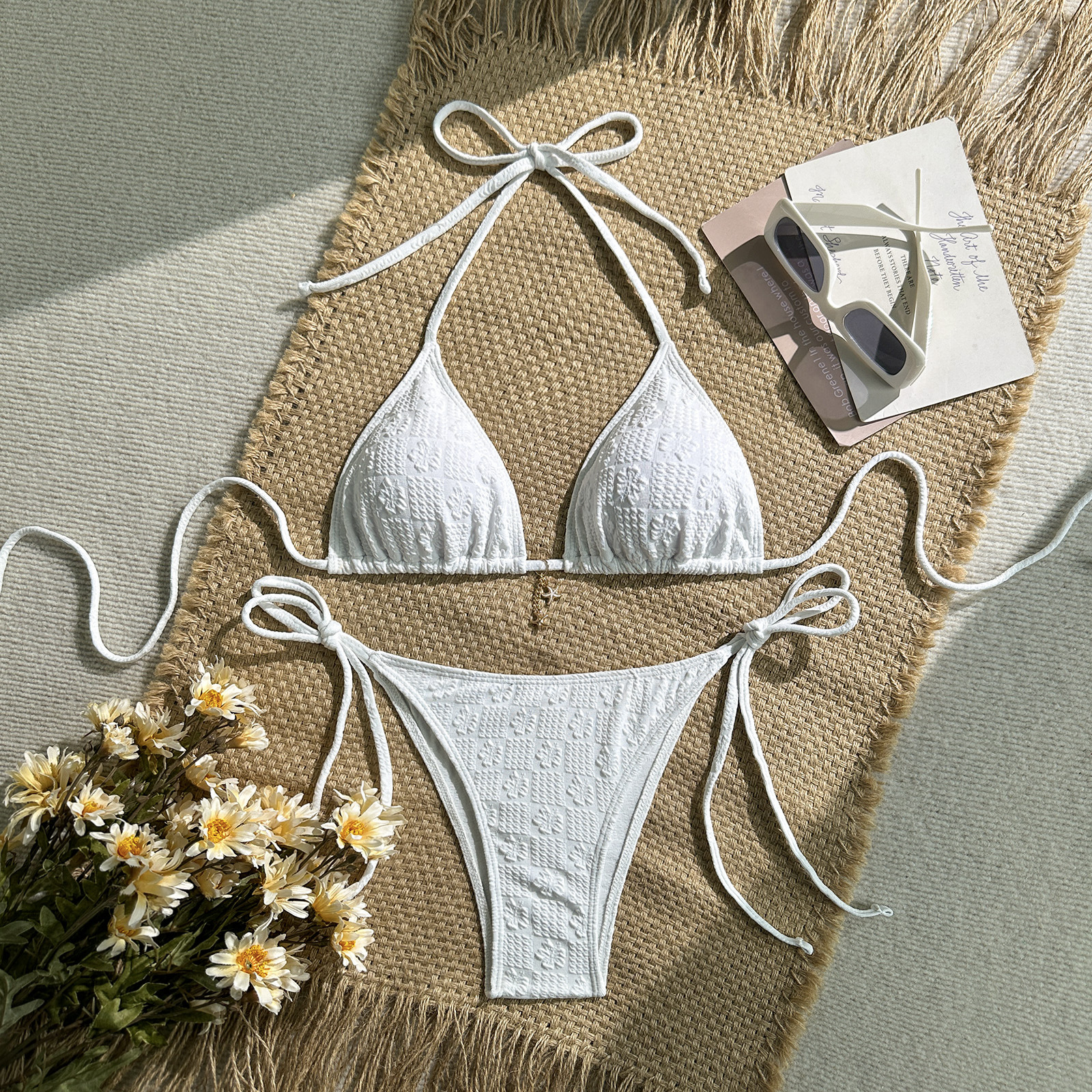 Women's Solid Colour Bikini Set Sexy Triangle Two-piece Swimsuit_voghion.com