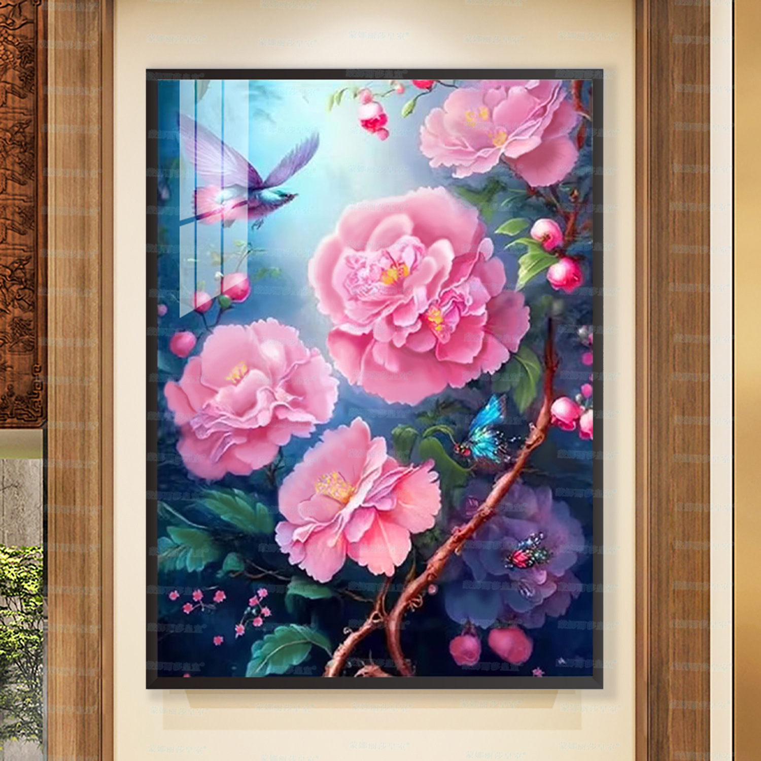 Mona Lisa Real Camellia de bordado cruzado moderno minimalista pinturas decorativas de mariposa estética bordado de hilo a mano