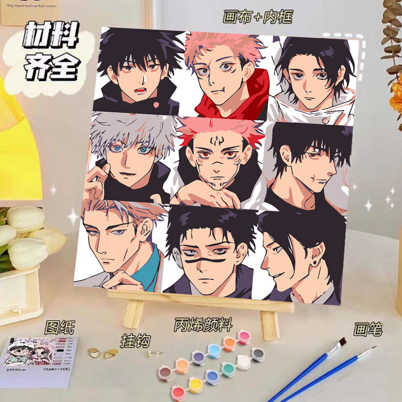 Pintura al óleo digital de bricolaje, dibujos animados para niños, pinturas para colorear hechas a mano, lindos puestos de animación curativos, comercio exterior transfronterizo