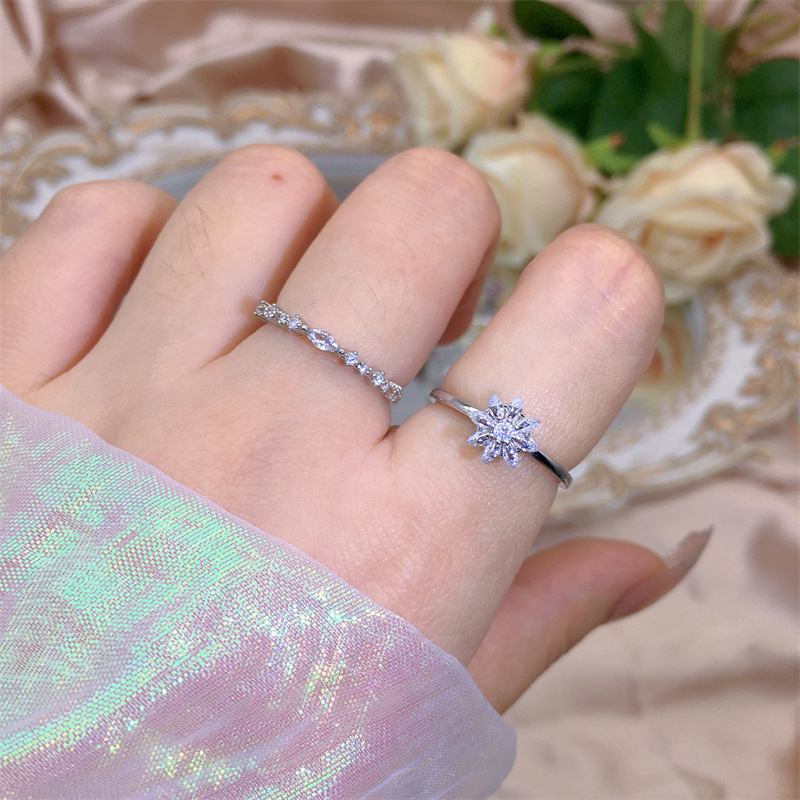 Copper Material Copper Plating Inlay Rabbit Four Leaf Clover Flower Zircon Copper Rings