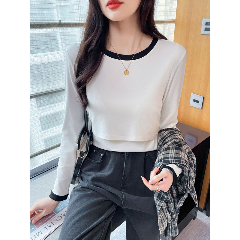 授乳上着春秋タイプの外着は痩せている授乳tシャツを着ています。|undefined