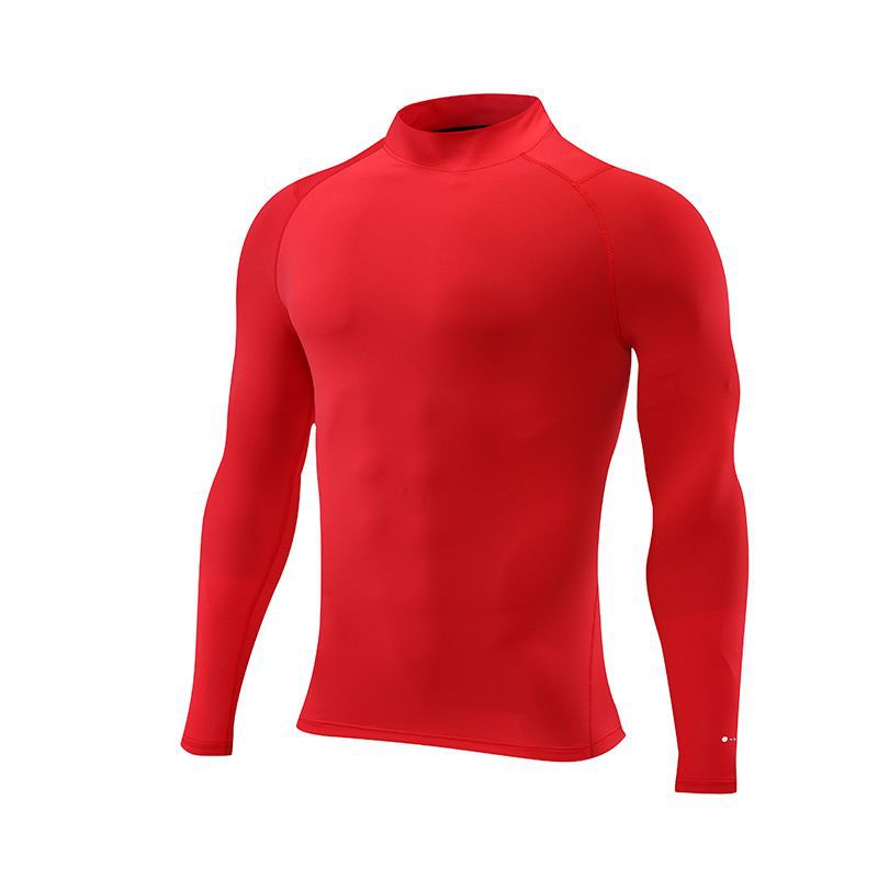 Primavera y otoño deportes de los hombres al aire libre de manga larga apretado entrenamiento de la aptitud de alta elástico apretado correr ropa de secado rápido en stock impreso LG