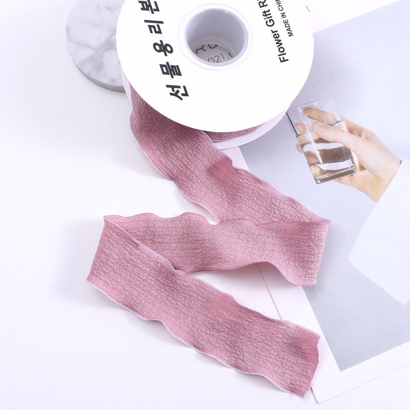 Nueva ola cinta plisada espina de pescado cinturón de hilo de oreja flor tienda de flores embalaje cinta pastel hornear cinturón de tela floral