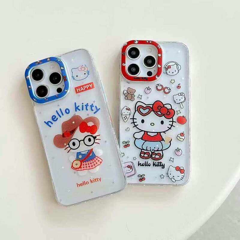 Cartoon Cute Glasses Swimming Ring Kt Cat Iphone16 Apple 15 Suitable for 13/14Pro Max Mobile Phone Case Anti-Fall