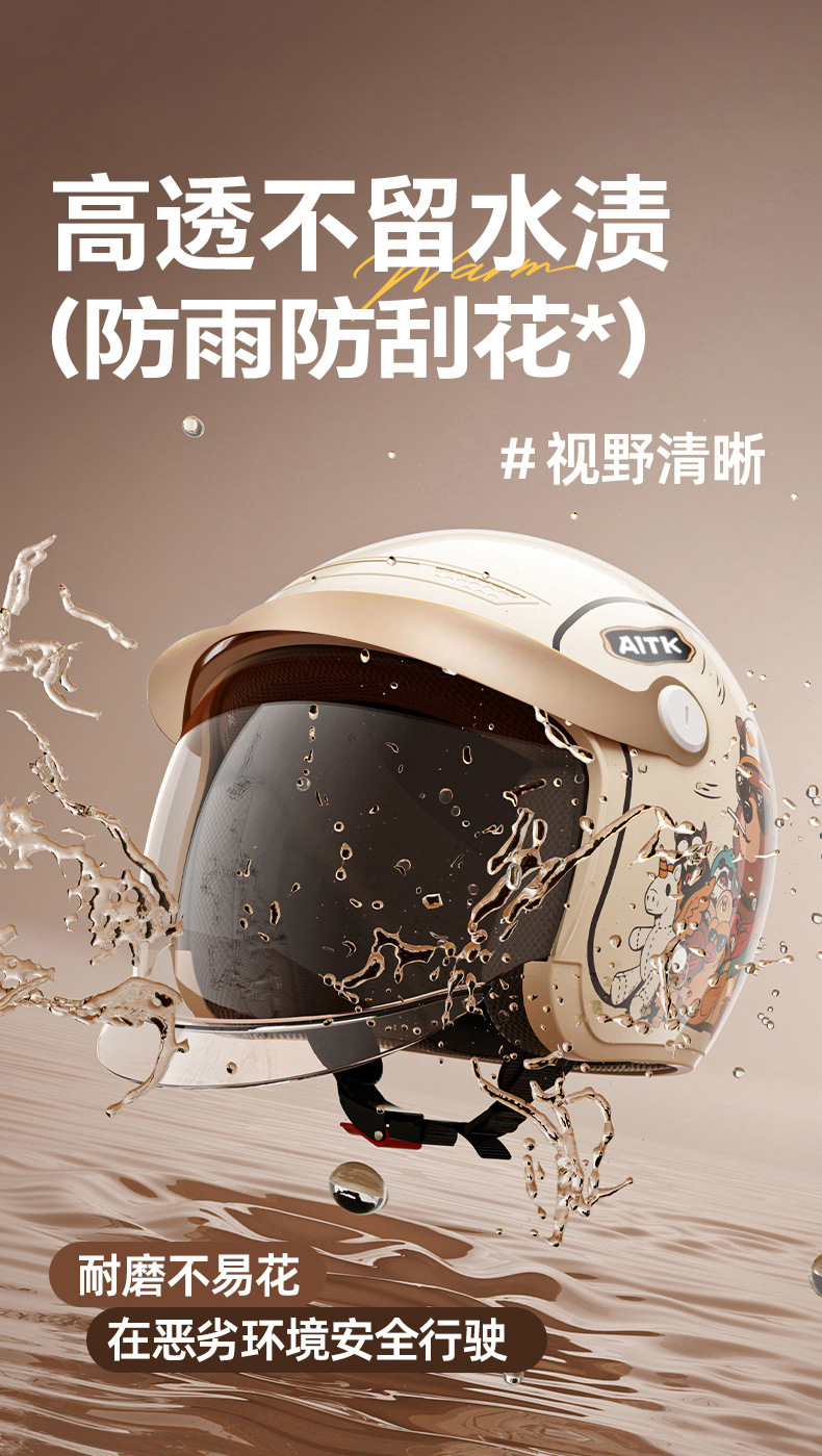 Cross-Border Electric Vehicle Helmets for Men and Women, Winter Warm Half-Helmets for Electric Bikes, Women's Retro Motorcycle Safety Helmets