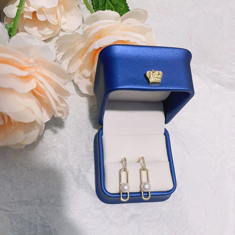 天然淡水珍珠耳钉回形针秋冬新款冷淡风小众高级设计感耳坠饰品