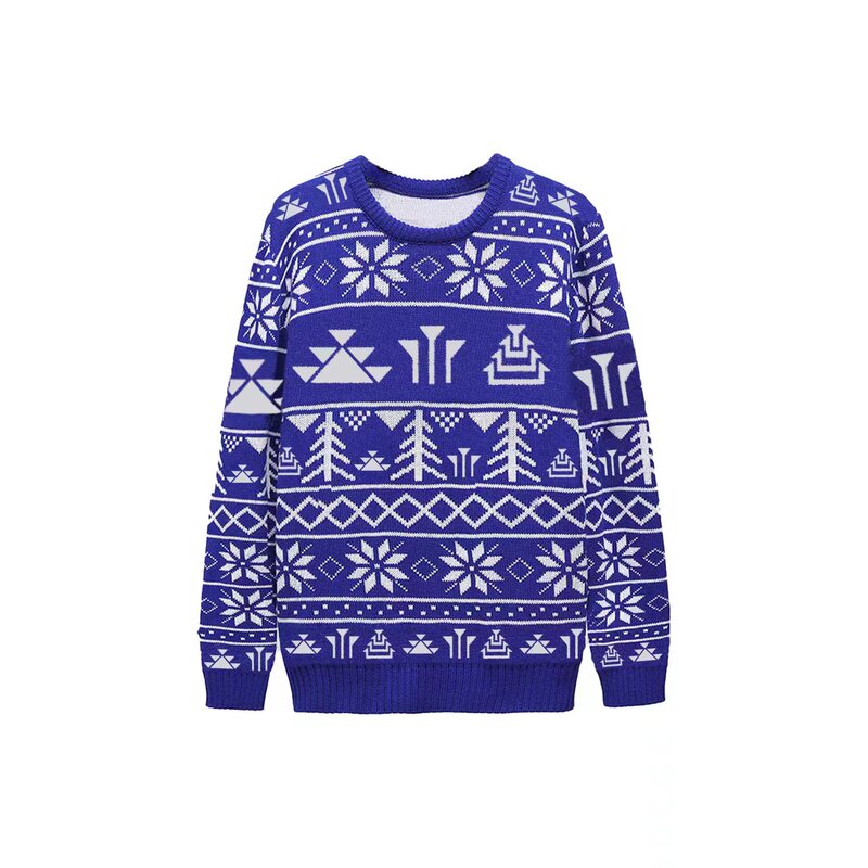 Men's Letter Jacquard Sweater European and American Version Christmas Round Neck Knitwear Source Manufacturer Processing and Customization for Warmth