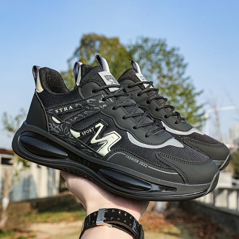 Zapatos de hombre, zapatos casuales de cuero, nuevos zapatos deportivos casuales antideslizantes y transpirables impermeables para hombre, suela suave, todo fósforo, carrera ligera