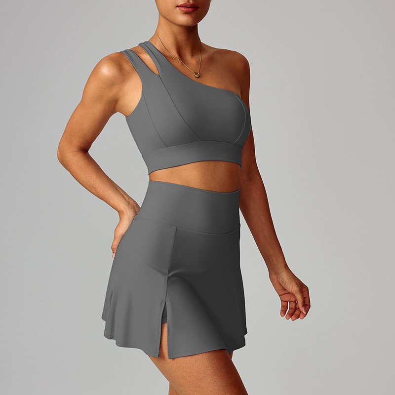 Bra de hombro inclinado transfronterizo trajes de yoga para mujeres trajes de fitness casuales para correr trajes deportivos para mujeres 6358