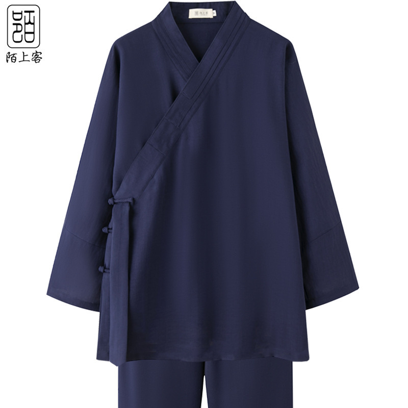 Taian Wudang Taoist Robe Three Clarities Collar Summer Taoist Robe Male Female Linen Tai Chi Robe Sloping Collar Short Robe Taoist Garment Three Clarities Collar