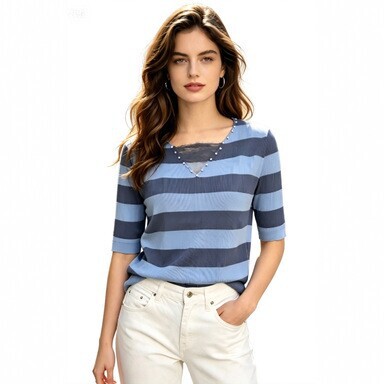 The trendy striped knitwear that's all the rage in summer is made of lightweight and breathable ice silk knit, making it perfectly cool to wear in the summer