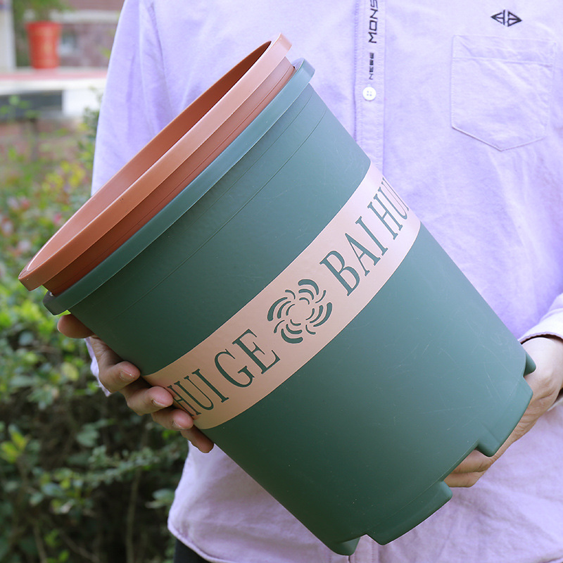 Gallon Pot Ideas Planta verde Control de la raíz Pot Balcón Plantar flores Green Rose Pot Rose Plastic Pot al por mayor