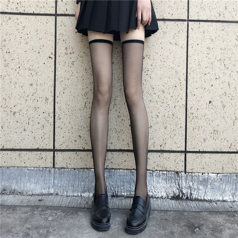 Sockle A8 Ultra-Thin Transparent Stockings Over-The-Knee Socks Summer Long Tube Sexy Calf Socks Black Thigh High