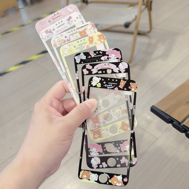 Apple 4S Screen Protector Suitable for iPhone 5S Dustproof 6P Cute Cartoon 7/8 Transparent Se1 Tempered Color Film