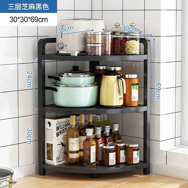 The kitchen corner setting corner corner setting the triangle rack kitchen utensils storage rack putting the pot shelf landing multi -layer pot storage shelf