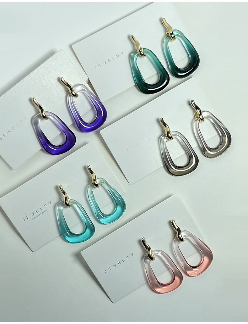 1 Pair Simple Style Classic Style Printing Polishing Resin Drop Earrings display picture 1