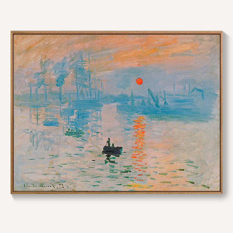 モネ日の出イメージ装飾画北欧客間レストラン掛け画抽象風景油絵寝室壁壁画麦畑|undefined