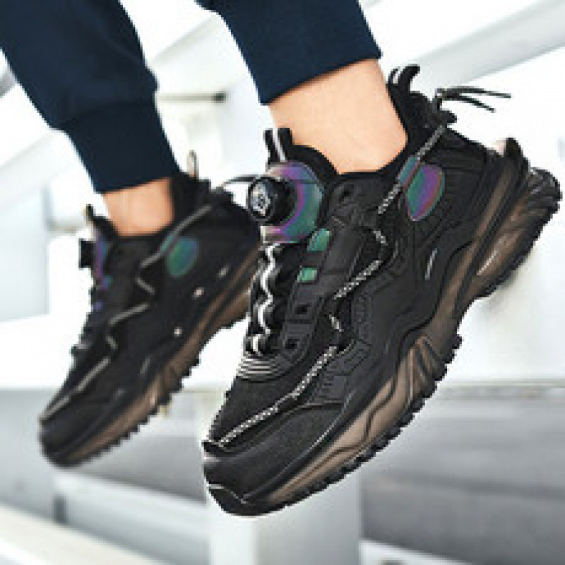 Primavera nuevo botón giratorio con suela gruesa zapatos casuales de tendencia zapatos de correr zapatos de papá jóvenes con suela de neumáticos zapatos deportivos de hombre