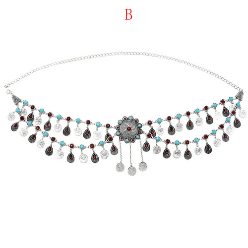 New Fashion Rhinestone Tassel Belly Dance Waist Chain Bohemian Gold Luxury Flower Body Chain Wholesale