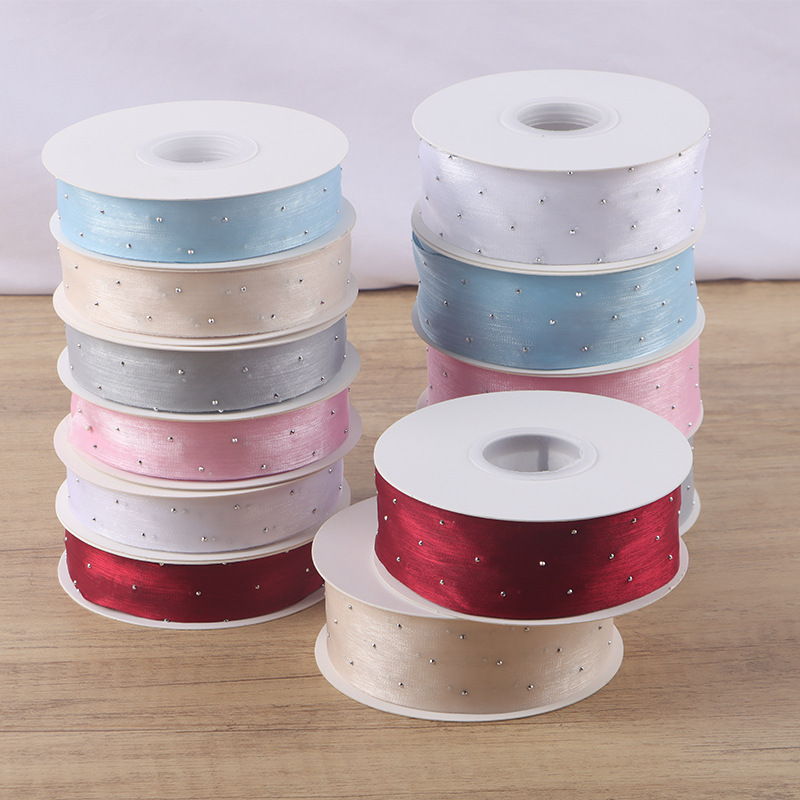 (2개) 공장 재고 도매 직접 판매 꽃 포장 재료 다이아몬드 실크 리본 꽃 케이크 선물 장식 리본