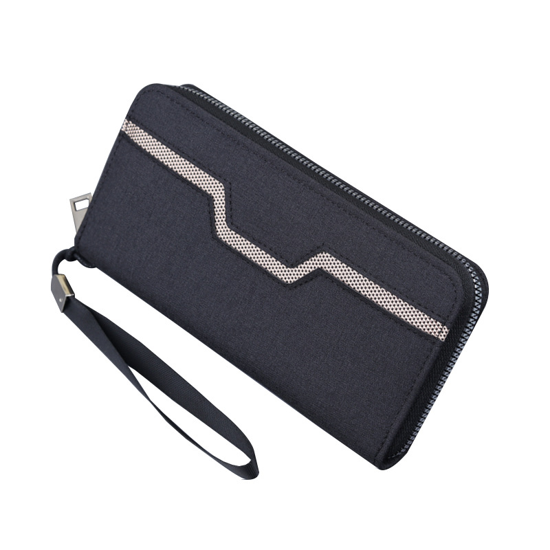 Bolso de lona billetera para hombre embrague con cremallera larga para hombre bolso para teléfono móvil para hombre billetera de gran capacidad para hombre pulsera