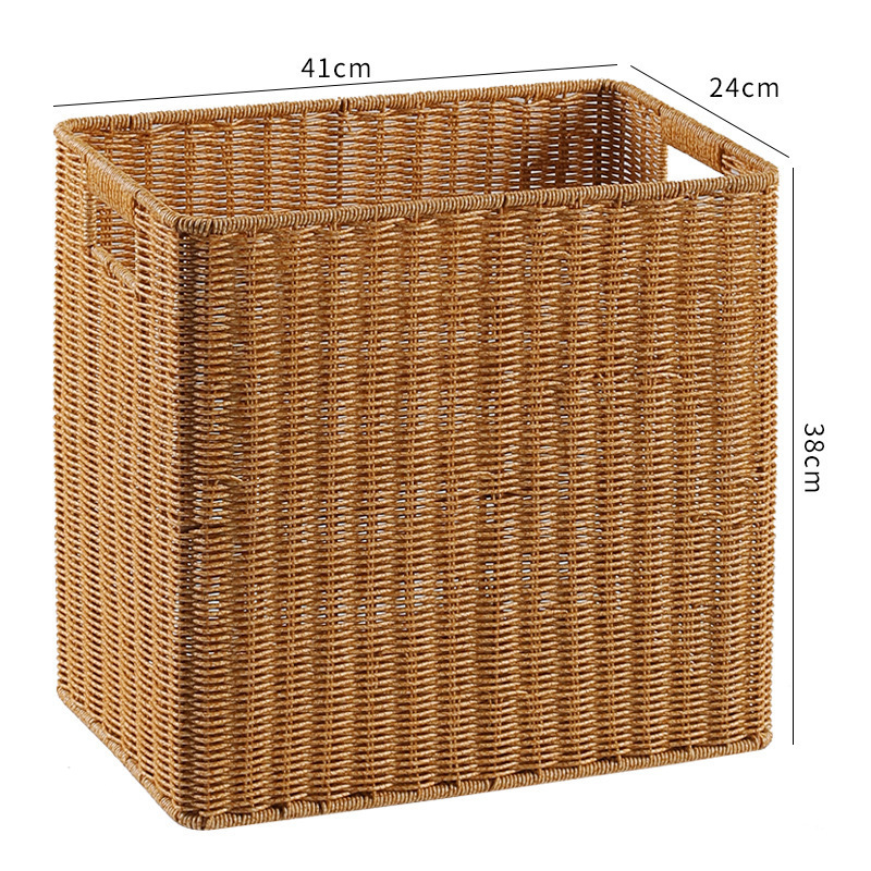 Cesta de almacenamiento de tela de caña imitación ropa sucia juguetes bocadillos cesta de almacenamiento de artículos de bambú tejido casero sala de estar gabinete de televisión escritorio completo