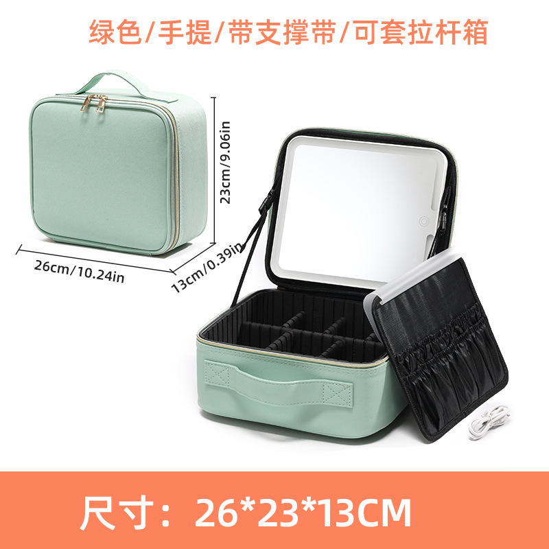 Lámpara LED transfronteriza espejo de maquillaje bolsa de cosméticos de alto valor caja de cosméticos multifuncional de gran capacidad portátil bolsa de almacenamiento portátil