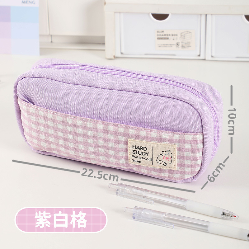 TOME チェック柄シリーズ 女の子筆袋 小学生 中学生 文具バッグ かわいい鉛筆バッグ卸売|undefined