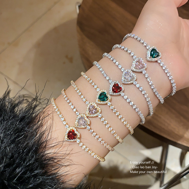 European and American Cross-border Love Zircon Adjustable Bracelet Fashion Light Luxury Style Elegant Bracelet Internet Celebrity Commuter New Bracelet