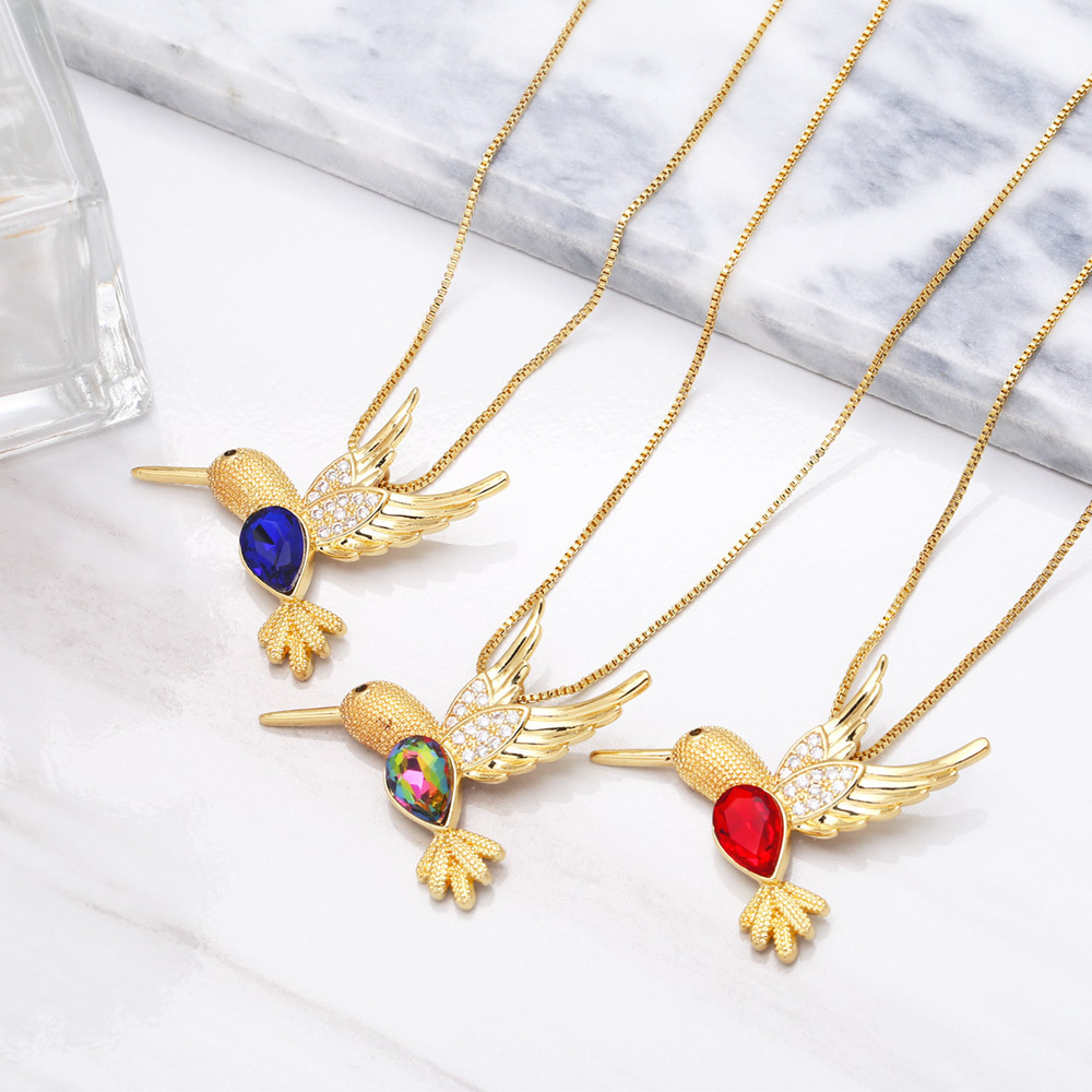 zircon simple creative niche luxury animal pendant bird copper necklace