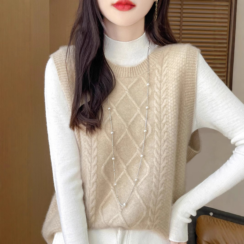 100% Wool Vest Vest Women's Autumn and Winter Sweater Outer Wear Fashion Vest Stylish Base Knitted Waistcoat 100% Wool Vest Vest Women's Autumn and Winter Sweater Outer Wear Fashion Vest Stylish Base Knitted Waistcoat