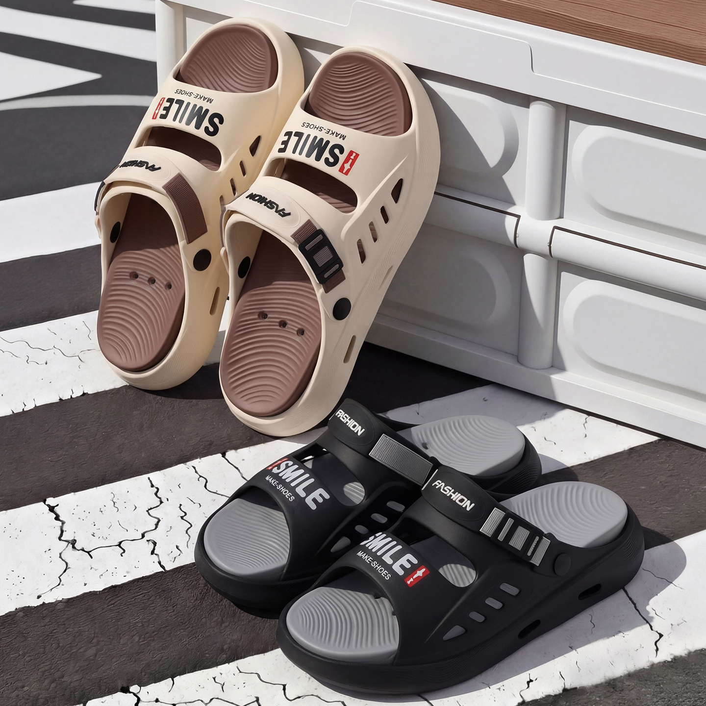 Zomerslippers voor heren, trendy merk, comfortabel, topkwaliteit, waterdicht, antislip, strandsandalen, casual model met één bandje_voghion.com