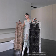 法式度假风长款针织衫多巴胺蕾丝镂空钩花罩衫女叠穿出游穿搭