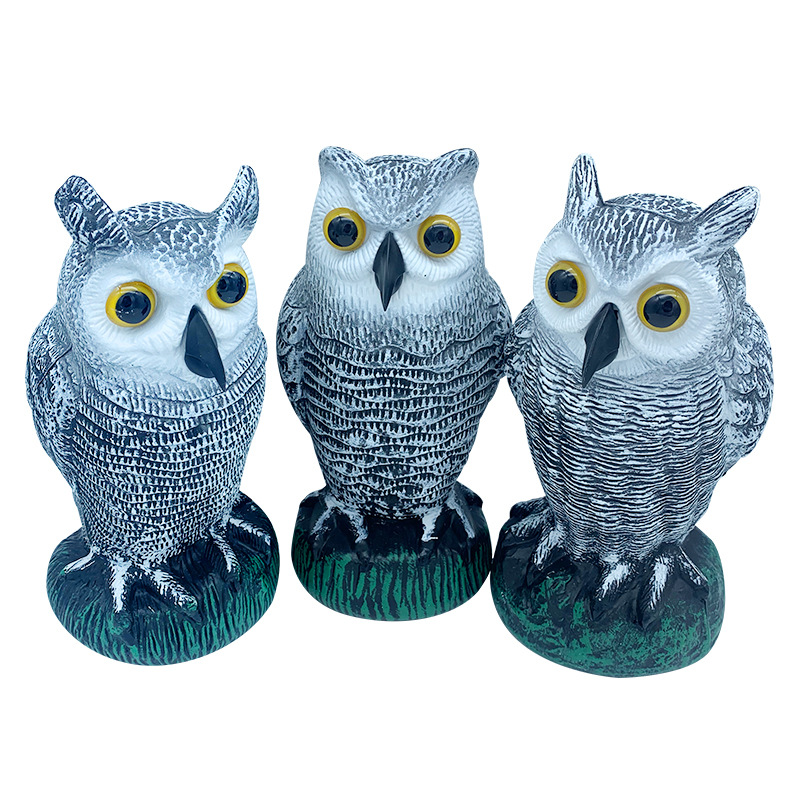 Nuevo disuasor de aves y ratones de plástico con forma de búho para jardín, adorno artesanal para exteriores.