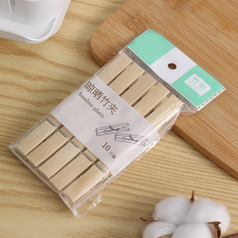 Bamboo Drying Clips, Clothes and Pants Clips, Daily Storage Bamboo Clips, Classification Clips, Multifunctional Small Clips, 10 Pieces Wholesale