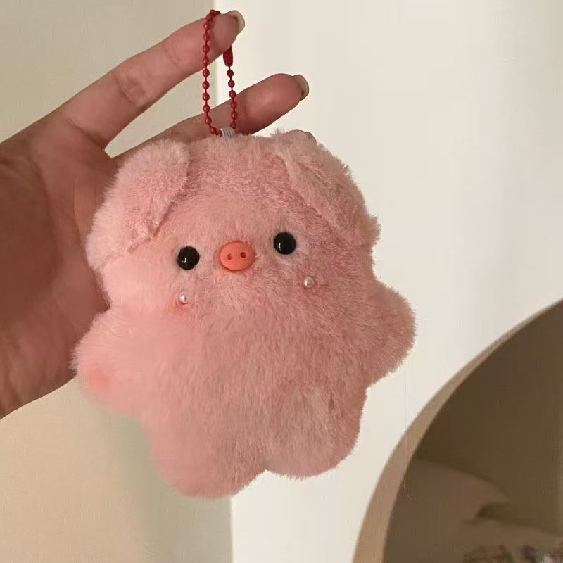 Mochila de peluche flexible muñeca de peluche chica corazón colgante llavero para amigos cerdo colgante de peluche cerdo