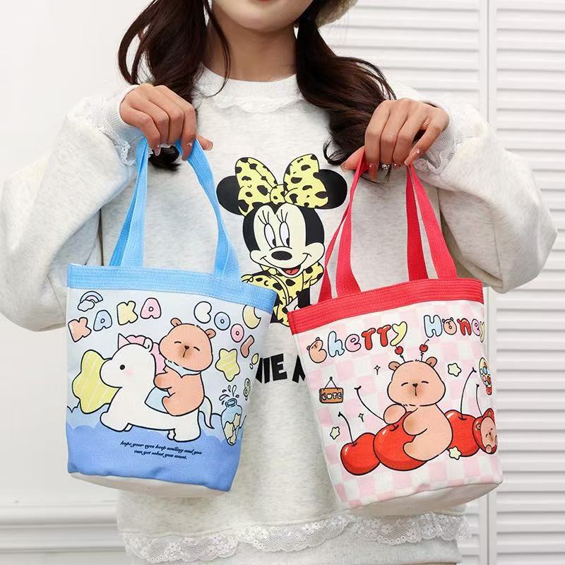 日本の漫画小さなキャンバスバッグ子供用ウォーターボトルバッグウォーターカップ収納袋小さな環境に優しいバッグ新しいハンドバッグ女性のための|undefined