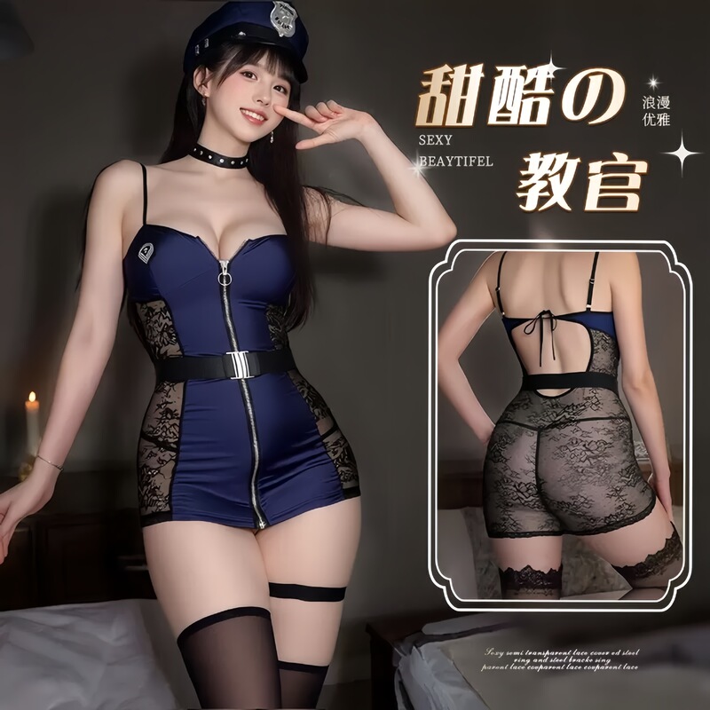Plus-Size Nightclub Mature Lady Zipper Open-Chest Instructor Cosplay Passionate Sexy Bed No-Take-Off Outfit Lingerie