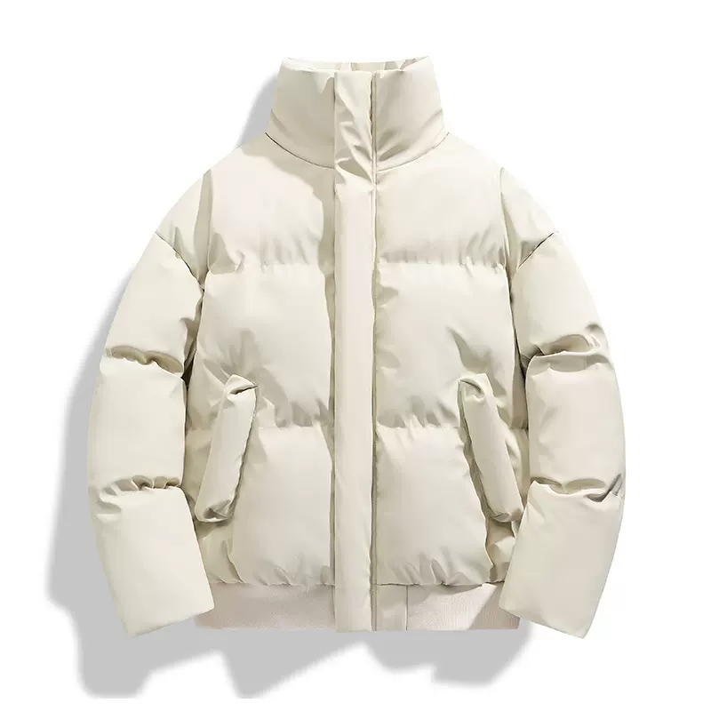 跨境男士皮棉衣立领冬季新款保暖棉服男士百搭休闲宽松外套男复古