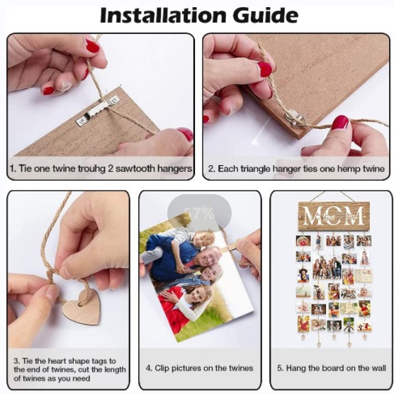 Clips de pared de madera europeos y americanos, decoraciones fotográficas, artículos de boda de madera, accesorios fotográficos, adornos artesanales