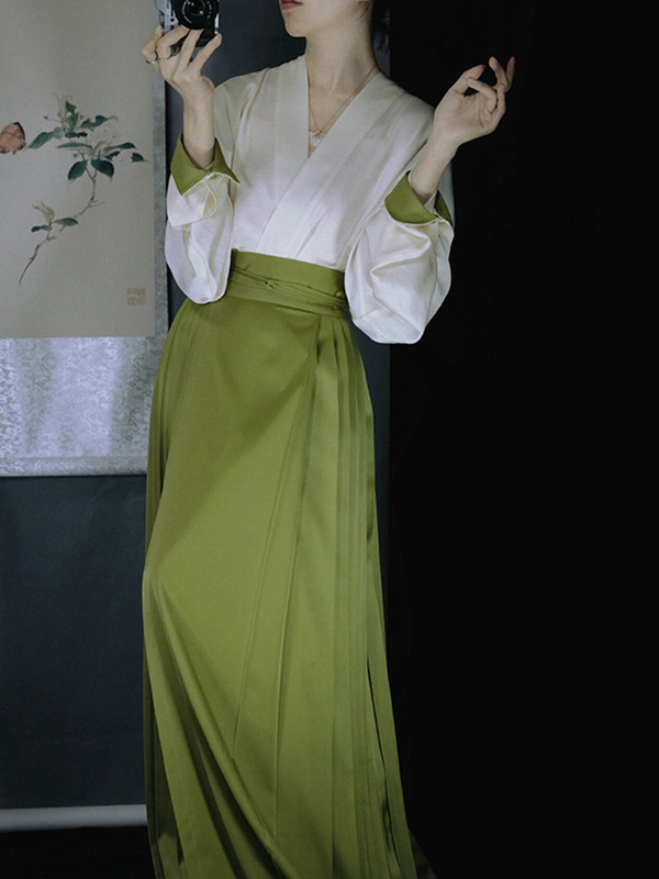 Early Autumn New Chinese Women's Clothing Improved Hanfu Skirt Two-piece Set Horse Face Deconstructed Green Dress Summer