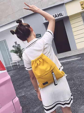 Korean Style 2025 New Drawstring Drawstring Pocket Backpack for Men and Women Students Schoolbag Lightweight Sports Canvas Backpack Cloth Bag