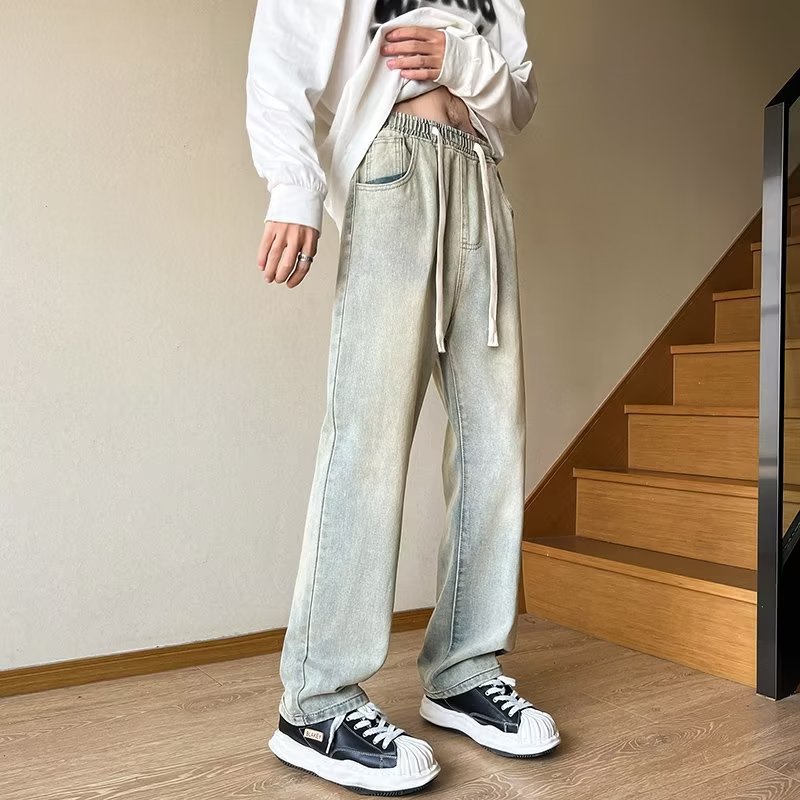 Marca de moda 2024 primavera y otoño nuevos jeans para hombres pantalones casuales rectos sueltos para hombres pantalones de talla grande para hombres