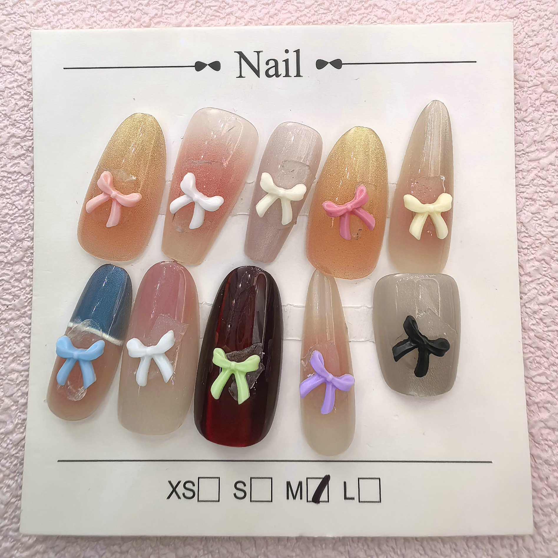 蝴蝶结美甲饰品批发儿童学生老人青年大学生工人教师0014.j